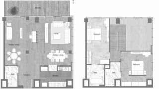 Планировка дуплекса 2 спальни в ЖК YAS BEACH RESIDENCE № 11011