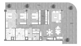 Планировка квартиры 3 спальни в ЖК YAS BEACH RESIDENCE № 11013