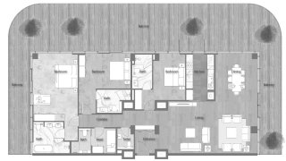 Планировка квартиры 3 спальни в ЖК YAS BEACH RESIDENCE № 11009
